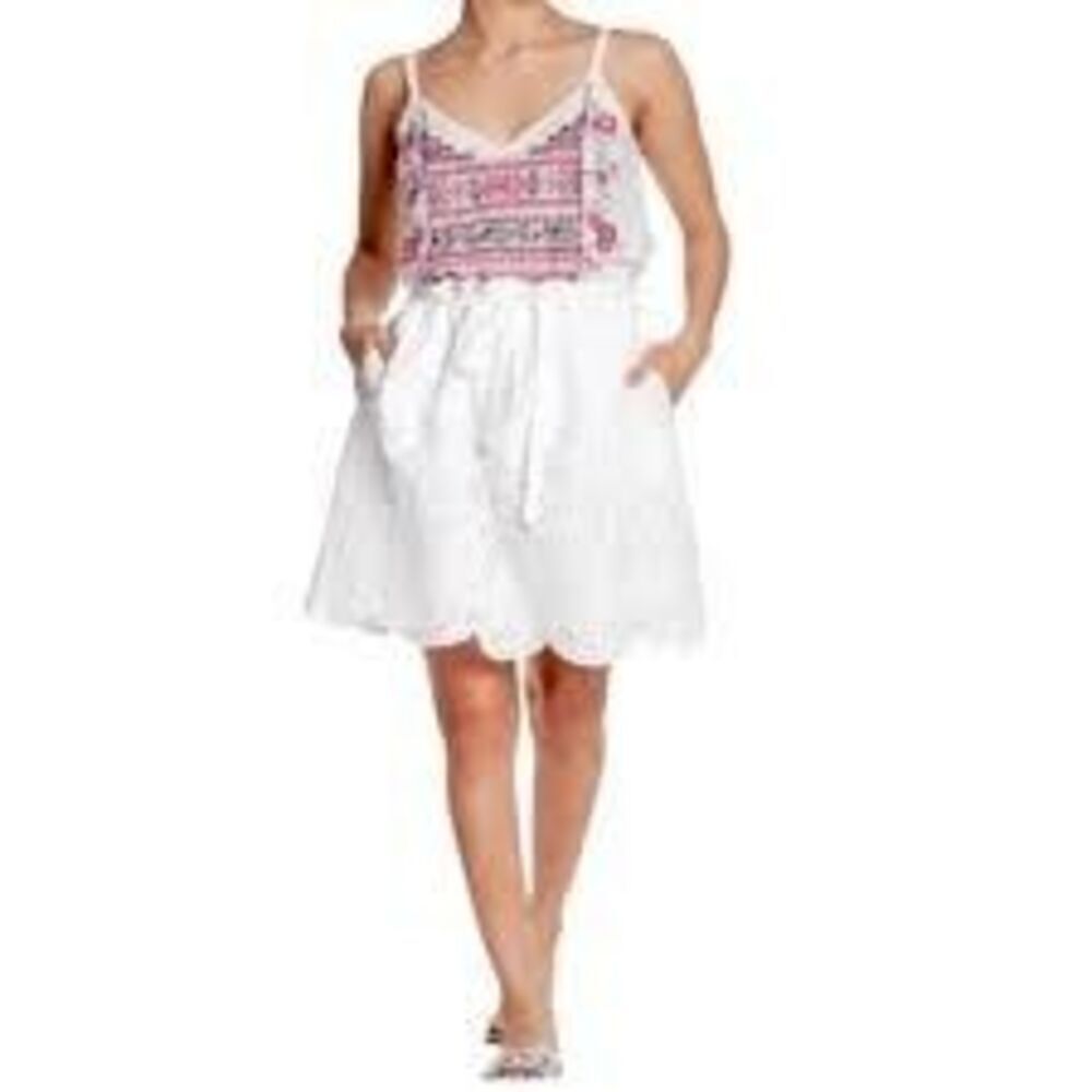 NWT Johnny Was Love & Liberty white eyelet poplin cottage lace skirt XS